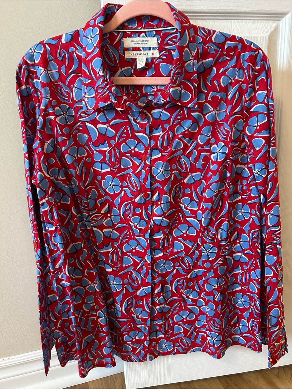 SEASALT CORNWALL ORGANIC COTTON Floral Button-Up Shirt - Size US10